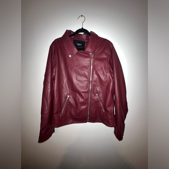 TORRID Maroon Faux Leather Jacket Size 4 - Picture 2 of 9